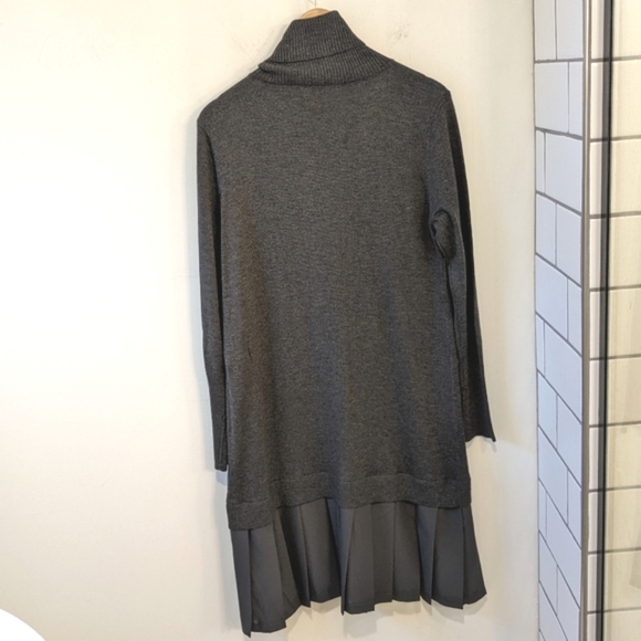 Soft Surroundings Grey Chloe Turtleneck Pleated Long Sleeve Sweater Dress - Picture 4 of 7